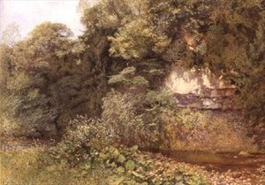 En stilla pool under stenar av Alfred William Hunt