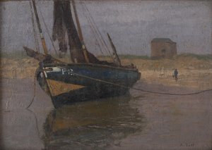 Fiskebåt på den belgiska kusten