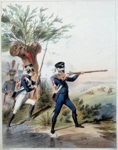 Napoleonska armén: Imperial Guard. Gravyr av Alfred De Marbot (1800-talet) 1809. Malmaison, Slottsmuseet. av Alfred de (after) Marbot