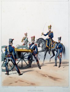 Napoleon Armee: Lätt artilleri. Gravyr av Alfred De Marbot (1800-talet) 1812. Malmaison, Musee Du Chateau. av Alfred de (after) Marbot