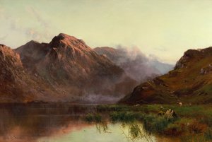 The Hunt of Wildfowl Llyn Crafnant (olja på duk) av Alfred de Breanski