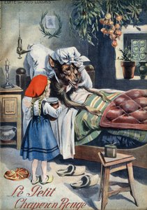 Lilla Rödluvan. Folksagan. Illustration av Vaccari and Carry i "" Les beaux tales"" samlingen "" Nos loisirs""" omkring 1910. Privat samling.