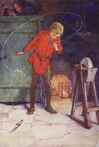 Han uppfattade Tinker Bell i sitt glas (färg litho)