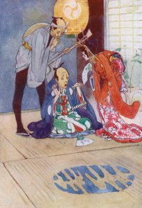 Illustration till The Story of The Mikado (färg litho) av Alice Bolingbroke (after) Woodward