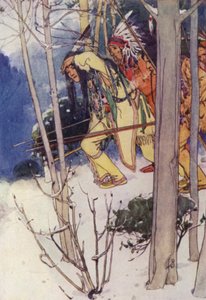 Indianerna kröp tyst upp (färg litho)