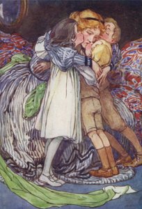 De där kära ansiktena tryckta mot hennes (färg litho)