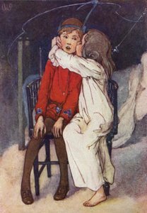 Wendy kysste försiktigt hans kind (färg litho)