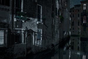 Moonshadows, Venedig, 2018 (handmålat fotografi)