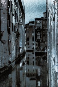 Stilla morgon, Venedig, 2019 (handmålat fotografi)