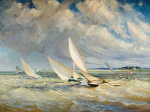 Yachts Racing i dåligt väder - Burnham-On-Crouch, 1919.