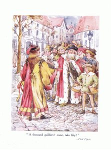 Tusen gulden! Kom och ta femtio!, illustration från Poems for the Young: Robert Browning, c.1920 av Alice Ross