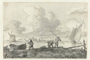 Fiskare med sin roddbåt på Spaarne nära Haarlem