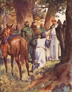 Robin Hood och hans glada män: Kung Richard kände igen (färg litho)