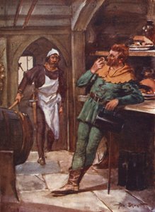Robin Hood and his Merry Men: Little John in the buttery (färg litho)