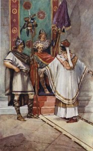 St Paulinus och kung Edwin (färg litho)