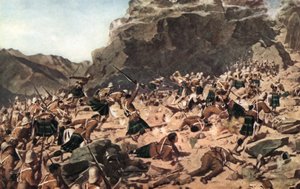 The Charge of the Gordon Highlanders at Dargai (färg litho)