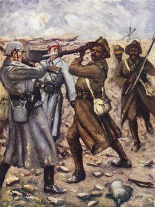 Den första indianen att vinna Victoria Cross - Naik Darwan Singh Negi, Festubert, Frankrike, november 1914 (färg litho)