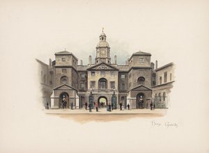 Bekanta London: Horse Guards (färglitografi)