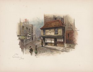 Bekanta London: Old Curiosity Shop (färglitografi)