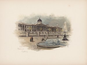 Det välbekanta London: The National Gallery (färglitografi)