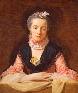 Damen i rosa sidenklänning av Allan Ramsay
