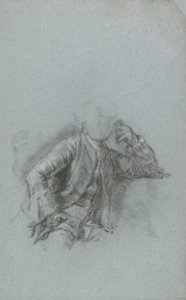 Studera för ett porträtt av en sittande gentleman (krita med stubbe på blått papper) av Allan Ramsay