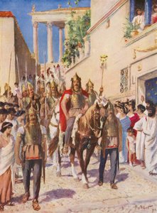 Alarics intåg i Aten (färglitografi) av Allan Stewart