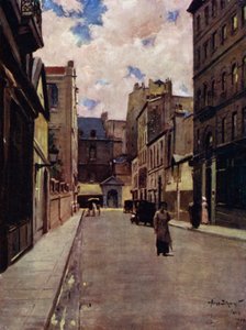 Paris: A Street in Old Paris, St Germain (färg litho) av Allan Stewart