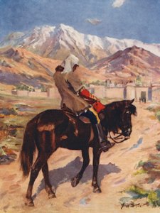 Den ende överlevande i en armé, Dr Brydon når Jallalabad ensam (färglitografi) av Allan Stewart
