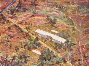 WW1: En luftrekognosering (färglitografi) av Allan Stewart