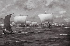Xerxes piskar Hellespont (litografi) av Allan Stewart