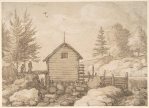 En kvarn på klippor i en flod i Norge av Allart van Everdingen