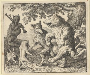 Ett parti till ära för björnen och vargen, 1650-75. av Allart van Everdingen