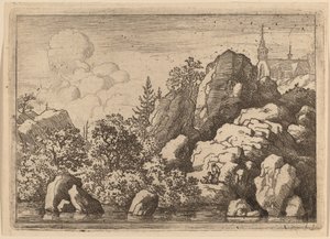 Kyrka på en kulle av Allart van Everdingen