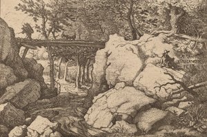 Get på en liten bro, förmodligen ca. 16451656. av Allart van Everdingen