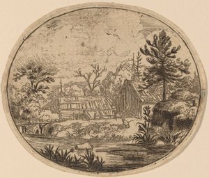 Hamlet vid stranden av en flod, troligen ca. 16451656. av Allart van Everdingen