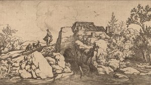 Ryttare på en stenbro, troligen ca. 16451656. av Allart van Everdingen