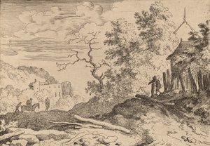 Hydda med resterna av en häck, troligen ca. 16451656. av Allart van Everdingen