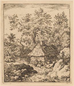 Landskap med kvarnsten nära ett fat, troligen ca. 16451656. av Allart van Everdingen
