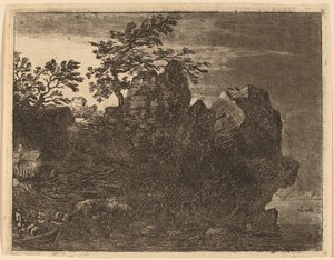 Stor klippa vid floden, troligen ca. 16451656. av Allart van Everdingen