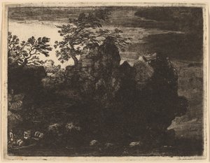 Stor klippa vid floden, troligen ca. 16451656. av Allart van Everdingen