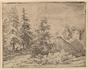 Mannen mellan två granar, troligen ca. 16451656. av Allart van Everdingen