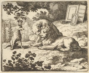 Renard ljuger att han gav RAM-ramen olika värdefulla föremål som var avsedda för lejonet ... 1650-75. av Allart van Everdingen