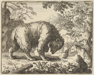 Renard lovar björnen att ta honom till en plats där han kommer att hitta honung, 1650-75. av Allart van Everdingen
