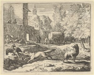 Renard vill hitta en tupp, 1650-75. av Allart van Everdingen