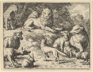 Renard anklagas av djuren före lejonet, 1650-75. av Allart van Everdingen