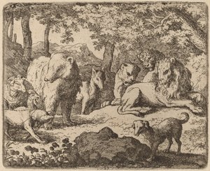 Reynard släpps för att berätta sin historia, förmodligen ca. 16451656. av Allart van Everdingen