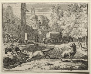 Reynard the Fox: Reynard Chasing Hens. av Allart van Everdingen