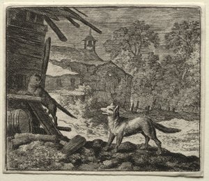 Reynard räven: Reynard bedrager katten. av Allart van Everdingen