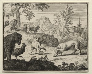 Reynard the Fox: Kampen mellan Reynard och vargen. av Allart van Everdingen